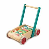 Tender Toys loopwagen hout junior 42 x 28 x 42 cm 30 delig