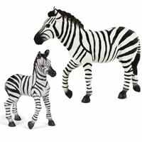 Plastic speelgoed dieren figuren setje zebra familie van moeder en kind -