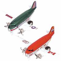 Speelgoed propellor vliegtuigen setje van 2 stuks groen en rood 12 cm -