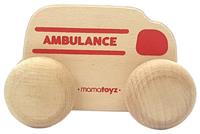 Mamatoyz ambulance junior 15 x 8 cm hout naturel/rood
