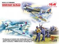 ICM WWII RAF Airfield (Spitfire Mk.IX, Spitfire MkVII, RAF Pilots & Ground Pers (7 Figuren)