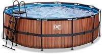 EXIT Frame Pool ø450x122cm (12v Sandfilter) – Holz optik braun