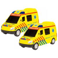 2x stuks speelgoed ambulance 18 cm met licht en geluid -