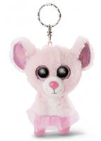 Nici sleutelhanger Glubschis muis junior 9 cm pluche roze