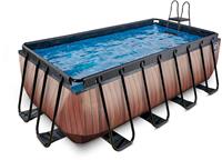 EXIT Wood opzetzwembad met zandfilterpomp bruin 400x200x122cm