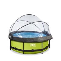 EXIT Lime opzetzwembad met overkapping en filterpomp groen ø244x76cm