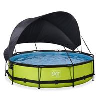 EXIT Lime opzetzwembad met schaduwdoek en filterpomp groen ø360x76cm