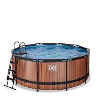 EXIT Wood opzetzwembad met zandfilterpomp bruin ø360x122cm
