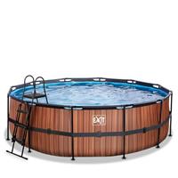 EXIT Wood opzetzwembad met filterpomp bruin ø450x122cm