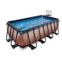 EXIT Wood opzetzwembad met filterpomp bruin 400x200x122cm