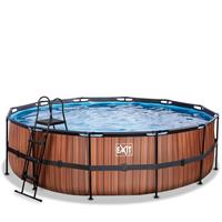 EXIT Wood opzetzwembad met filterpomp bruin ø488x122cm