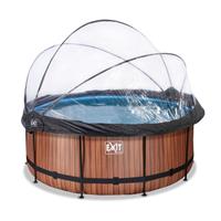 EXIT Wood opzetzwembad met overkapping en zandfilterpomp bruin ø360x122cm