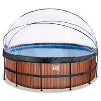 EXIT Wood opzetzwembad met overkapping en zandfilterpomp bruin ø450x122cm