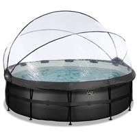 EXIT Black Leather opzetzwembad met overkapping en zandfilter- en warmtepomp zwart ø450x122cm