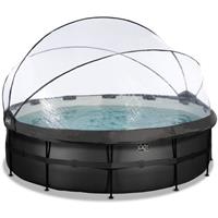 EXIT Black Leather opzetzwembad met overkapping en zandfilter- en warmtepomp zwart ø488x122cm