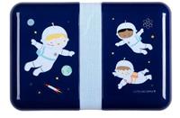 A Little Lovely Company broodtrommel Astronauten 18 cm blauw