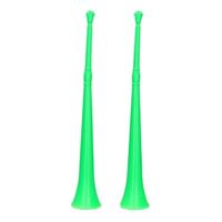 2x stuks groene vuvuzela grote blaastoeter 48 cm -