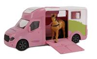 kidsglobe Pferdetransporter Spielzeug Pferdeanhänger mit Pferd + Pferdegeräusch 1:32, rosa