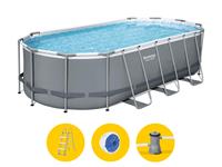 Bestway Power Steel Oval zwembad - 427 x 250 x 100 cm - met filterpomp en accessoires
