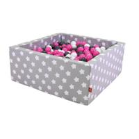 Knorrtoys knorr speelgoed bal bad zacht vierkant - Grijs white stars inclusief 100 ballen creme/grijs/roze