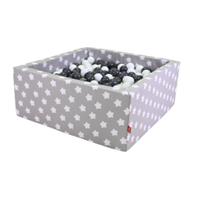 Knorrtoys knorr speelgoed bal bad zacht vierkant - Grijs white stars inclusief 100 ballen creme/grijs/grijs