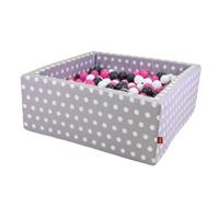 Knorrtoys knorr speelgoed bal bad zacht vierkant - Grijs white stippen inclusief 100 ballen creme/grijs/roze