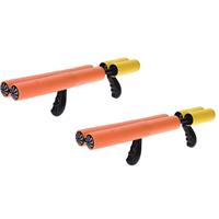 2x Oranje waterpistool/waterpistolen van foam cm met handvat en dubbele spuit -