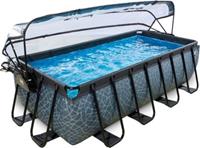 EXIT Frame Pool Premium 4x2x1m mit Sonnendach, grau, inkl. Sandfilteranlage