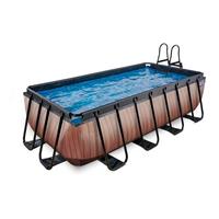 EXIT Wood zwembad 400x200x100cm met filterpomp - bruin