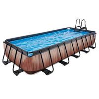 EXIT Wood zwembad 540x250x100cm met filterpomp - bruin