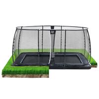 EXIT Dynamic ebenerdiges Trampolin 244x427cm mit Sicherheitsnetz - schwarz