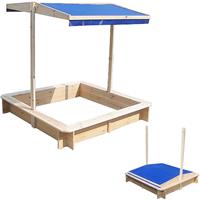 MUCOLA Sandkasten Sandbox Sandkiste Spielhaus Holz mit verstellbaren Dach blau NEU