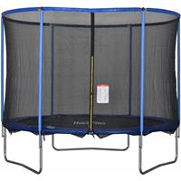 HOMCOM trampoline met veiligheidsnet tuintrampoline voor binnen en buiten fitness trampoline voor kinderen en volwassenen staal blauw + zwart tot 113,6 kg Ø305 x 248 h cm