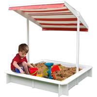 MUCOLA Sandkasten mit Sonndendach Sandkiste Sandbox Holz Spielhaus Holzsandkasten Weiß