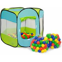 LittleTom Spielset Kinderspielzelt Elliot inkl. 200 Bällebadbällen | Spielzelt Spielhaus für Jungen und Mädchen | Kinder-Bällebad-Zelt mit Spielbällen &Ve