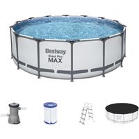 Bestway Steel Pro MAX Frame Pool 427x122cm Komplett-Set Filterpumpe rund weiß