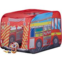 RELAXDAYS Spielzelt Feuerwehr, Pop up Kinderzelt mit Automotiv, für Drinnen und Draußen, 100x70x70 cm, ab 3 Jahre, rot