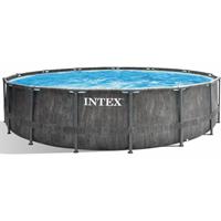 Intex Frame Swimming Pool Set 'Prism Greywood' inkl. Kartuschenfilteranlage Ø 457 x 122 cm