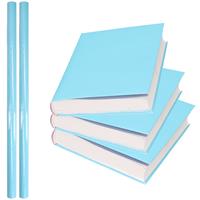 Shoppartners 2x Rollen kadopapier / schoolboeken kaftpapier pastel blauw 200 x 70 cm -