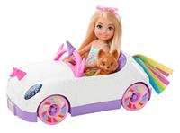 Mattel Barbie Chelsea Puppe Spiel-Set inkl. Auto, Regenbogen-Einhorn