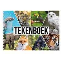 Bellatio 2x A4 Dieren Waaier Schetsboek/ Tekenboek/ Kleurboek/ Schetsblok Wit Papier chetsboeken
