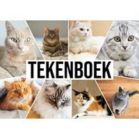 Bellatio 2x A4 Katten Waaier Schetsboek/ Tekenboek/ Kleurboek/ Schetsblok Wit Papier chetsboeken