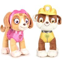 Paw Patrol figuren speelgoed knuffels set van 2x karakters Skye en Rubble 19 cm -