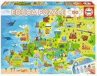 Puzzel van 150 stukjes Europa EDUCA bunt