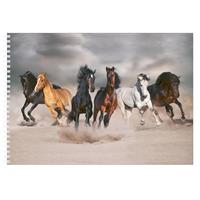 Bellatio A4 Paarden Schetsboek/ Tekenboek/ Kleurboek/ Schetsblok Wit Papier chetsboeken