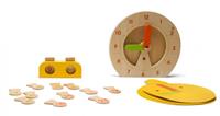 BS Toys kinderspel Klok 18,5 x 20 cm hout/karton 32 delig