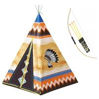 Merkloos Speelgoed indianen wigwam tipi tent 130 cm inclusief pijl en boog -