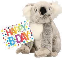 Nature Plush Planet Pluche knuffel koala beer 25 cm met A5-size Happy Birthday wenskaart -