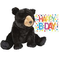 Bellatio Pluche knuffel knuffelbeer 30 cm met A5-size Happy Birthday wenskaart -
