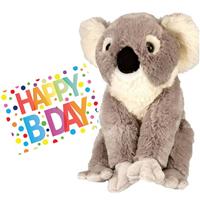 Wild Republic Pluche knuffel koala beer 30 cm met A5-size Happy Birthday wenskaart -